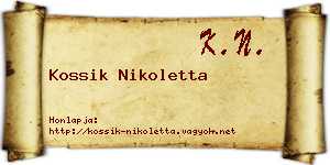 Kossik Nikoletta névjegykártya